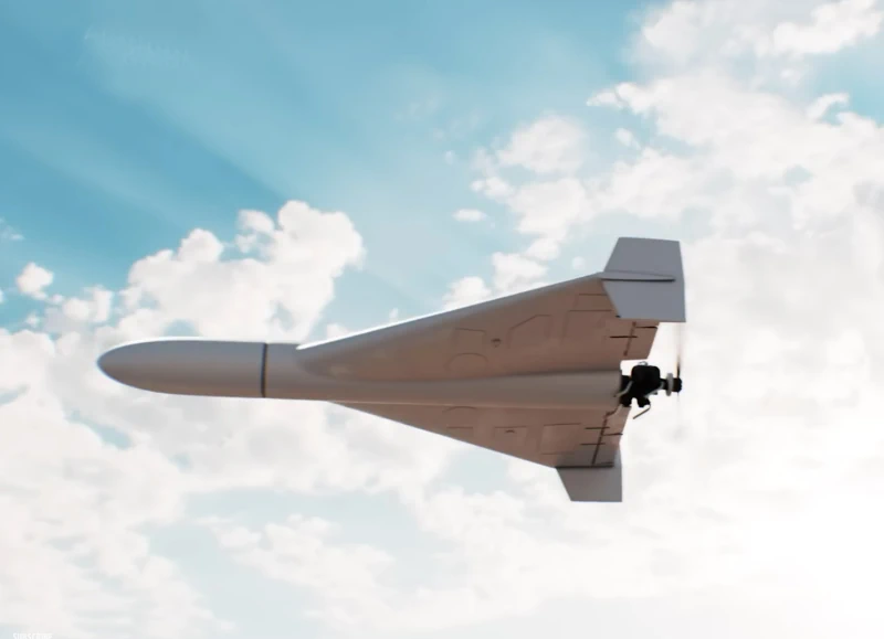 כטב"ם מתאבד איראני מסוג שאהד 136 (Shahed 136) בטיסה בשמיים.