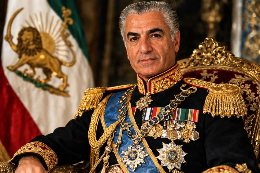 דיוקן של השאה מוחמד רזה פהלווי, מנהיג איראן לפני מהפכת 1979, במדים רשמיים